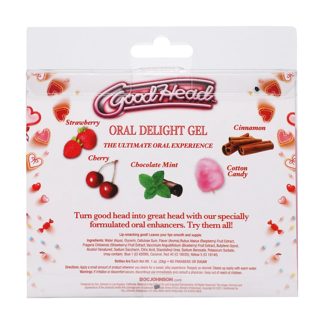 Oral Delight Gel - Strawberry - Cherry - Cotton Candy - Chocolate Mint - Cinnamon - 5 Pack - 1 fl oz / 29 ml - Image 3