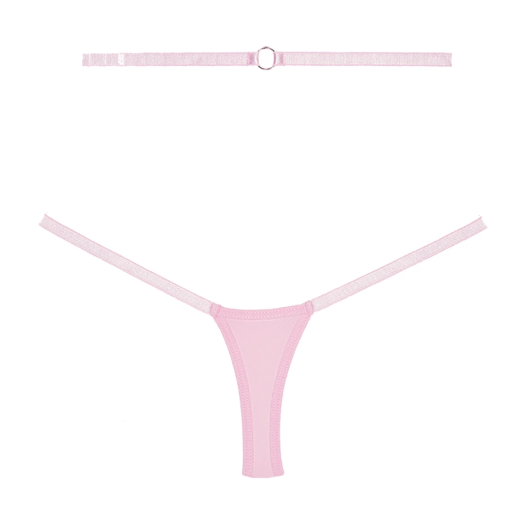 Cherished - Lace and Mesh Thong - OS - Pink - Image 4