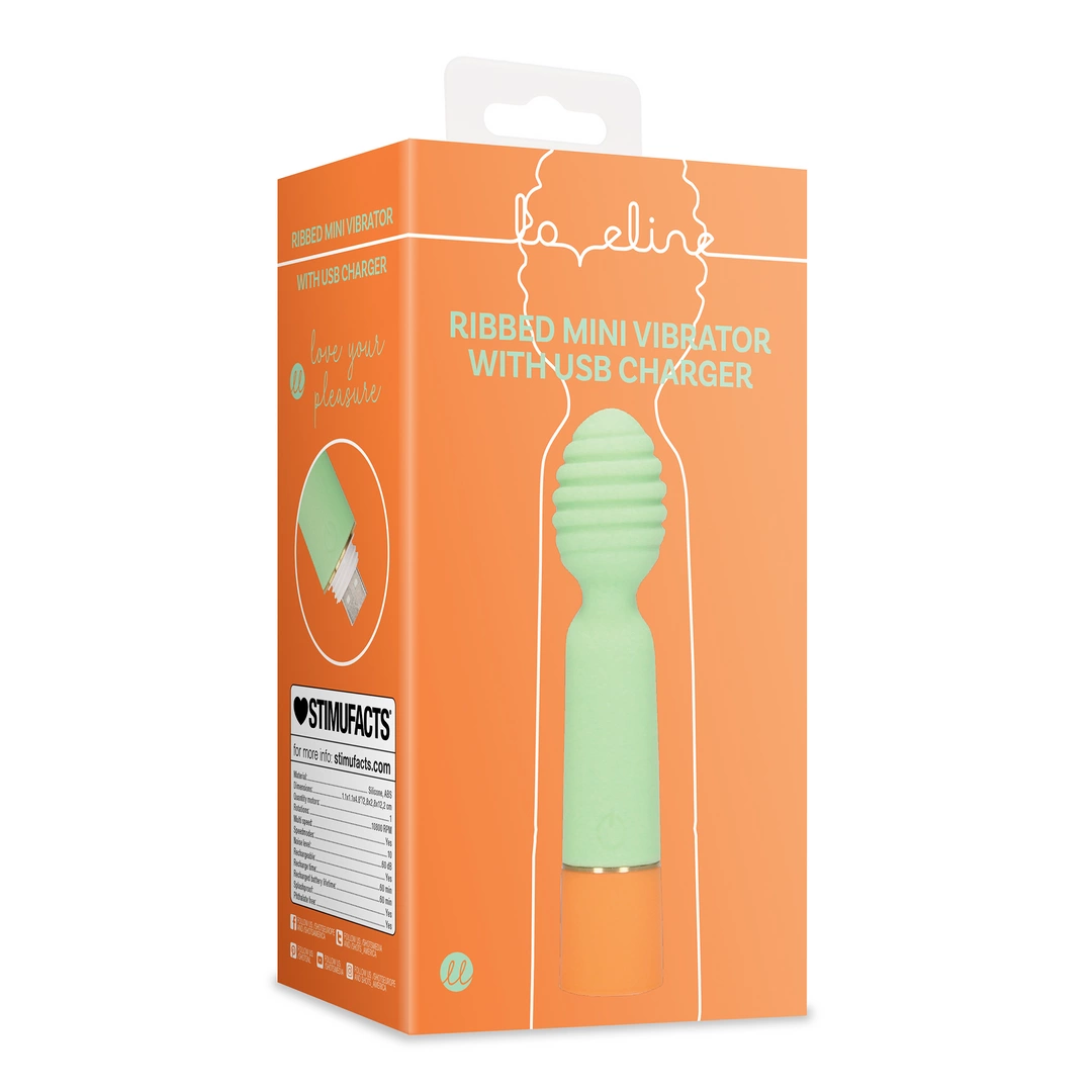 Ribbed Mini Vibrator with USB Charger - Spring Sage - Image 2