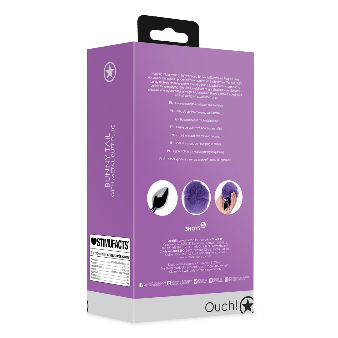 Bunny Tail with Metal Butt Plug - Purple - Image 4