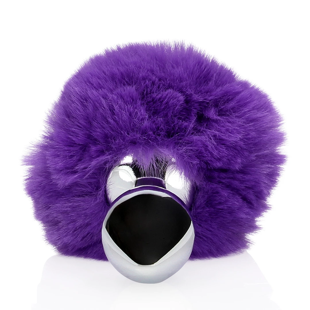 Bunny Tail with Metal Butt Plug - Purple - Image 5