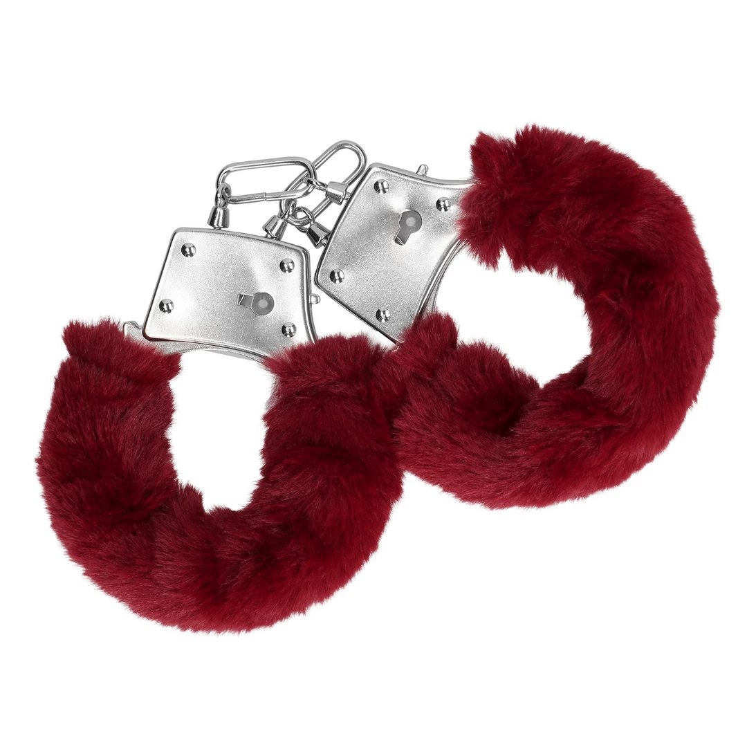 Furry Metal Hand Cuffs - Red - Image 4