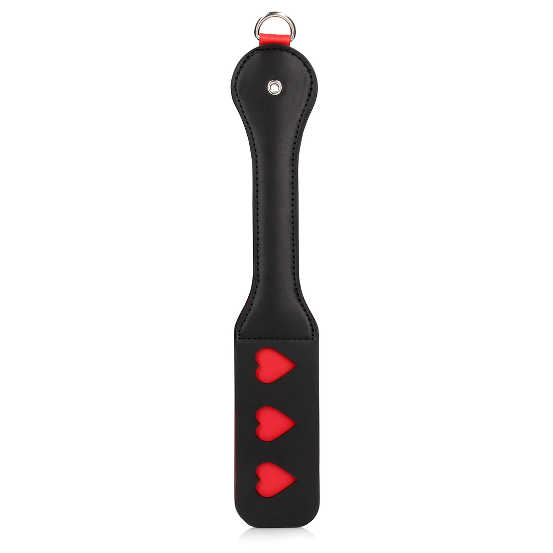 Hearts Paddle with Metal Anal Plug - Black - Image 5