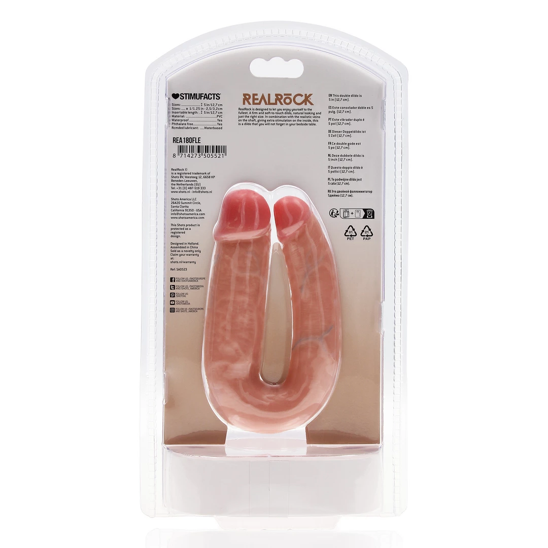U Shaped Double Dildo 5 / 12,7 cm - Flesh - Image 3