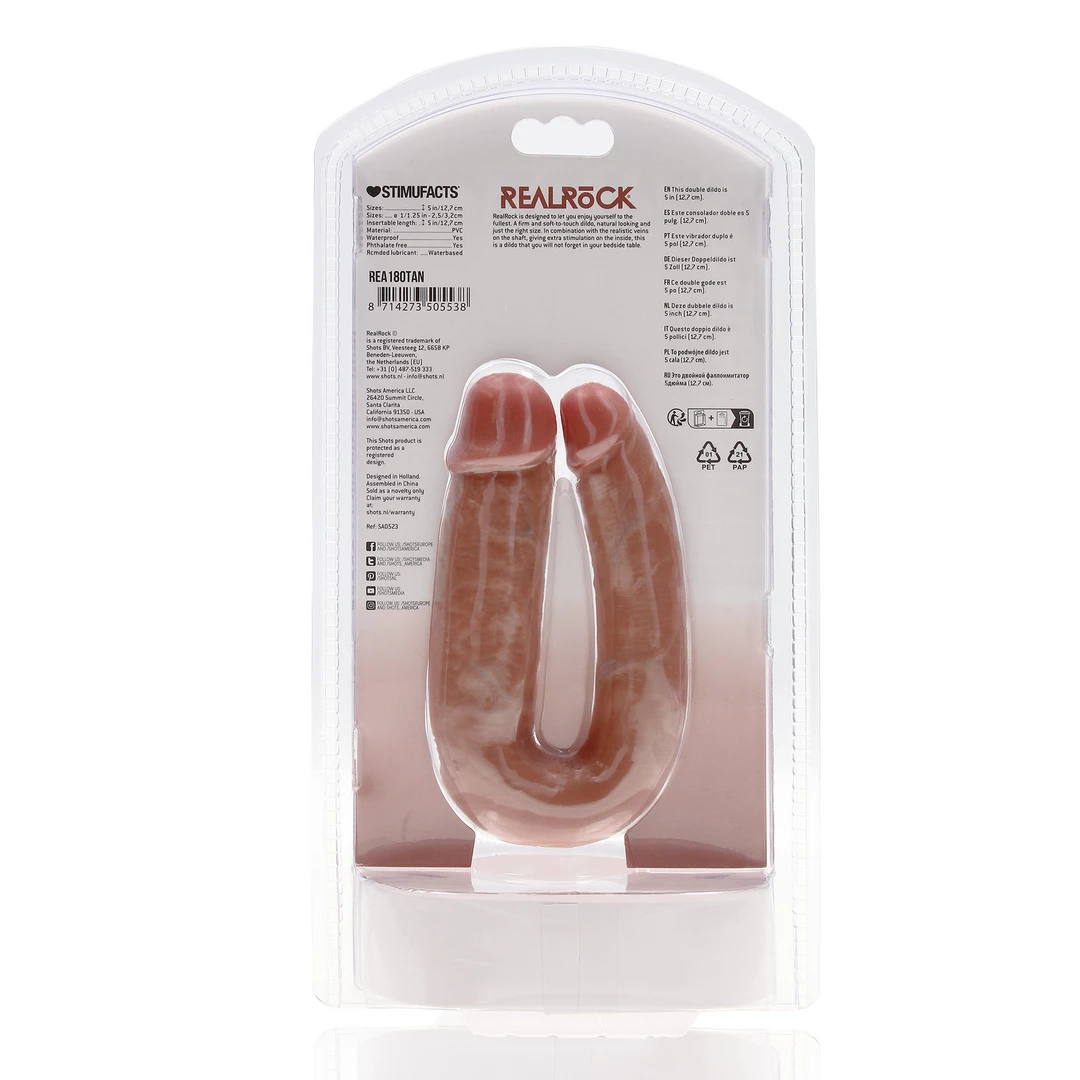 U Shaped Double Dildo 5 / 12,7 cm - Tan - Image 3